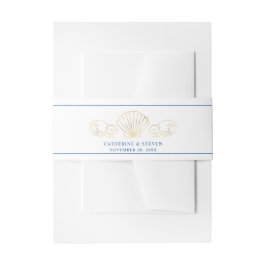 Elegant Gold Seashell Waves Wedding Uitnodigingen Wikkel