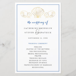 Elegant Gold Seashell Wedding Ceremony Program
