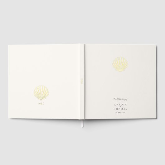 Elegant Gold Seashell Wedding Gastenboek (Volledig)