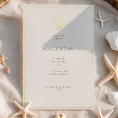 Elegant Gold Seashell Wedding invitation Folie Uitnodiging
