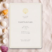 Elegant Gold Seashell Wedding invitation Folie Uitnodiging