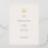 Elegant Gold Seashell Wedding invitation Folie Uitnodiging (Voorkant)