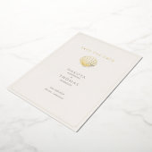 Elegant Gold Seashell  Wedding Save the Date Folie Feestdagenkaart (Gedraaid)