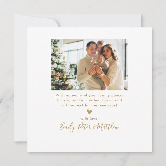 Elegant Gold Seasons Groeten Script 4 Foto Feestdagenkaart (Achterkant)