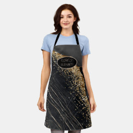 Elegant Gold Sequins Black Marble Schort