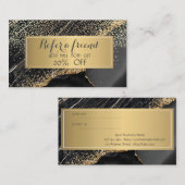 Elegant Gold Sequins, Lijst Black Marble Aanbevelingskaartje (Voorkant / Achterkant)