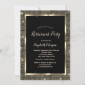 Elegant Gold Sequins Lijst Black Retirement Kaart (Voorkant)