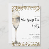 Elegant Gold Sequins New Years Eve Champagne Kaart (Voorkant)