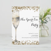 Elegant Gold Sequins New Years Eve Champagne Kaart (Staand voorkant)