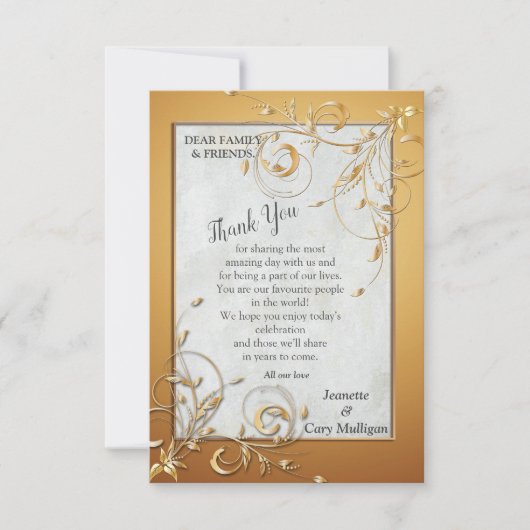 Elegant Gold shades en Abstracte bloemen RSVP Kaartje (Voorkant)