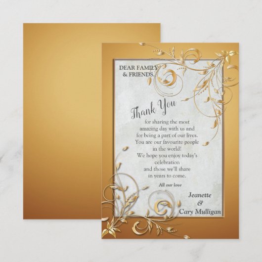 Elegant Gold shades en Abstracte bloemen RSVP Kaartje (Voorkant / Achterkant)