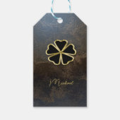 Elegant Gold Shamrock, Clover Leather look Cadeaulabel (Voorkant)