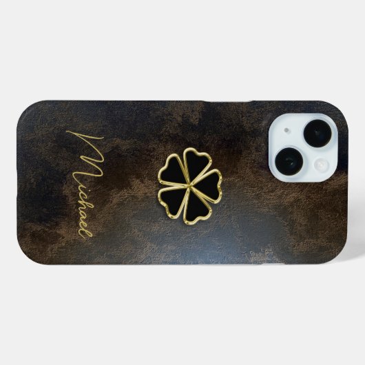 Elegant Gold Shamrock, Clover Leather look Case-Mate iPhone Case (Achterkant (horizontaal))