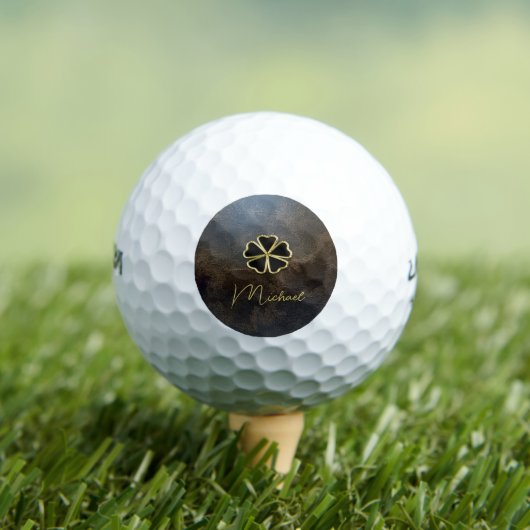 Elegant Gold Shamrock, Clover Leather look Golfballen (Insitu Shirt)
