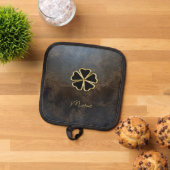 Elegant Gold Shamrock, Clover Leather look Pannenlap (Top down)