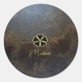 Elegant Gold Shamrock, Clover Leather look Ronde Sticker (Voorkant)