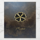Elegant Gold Shamrock, Clover Leather look Wijn Etiket (Enkel label)
