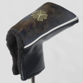 Elegant Gold Shamrock, Leather Kijk Golfheadcover (3/4 voorkant)