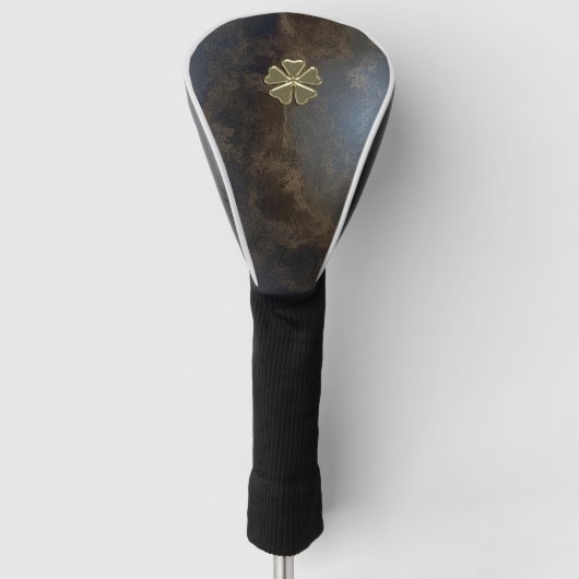 Elegant Gold Shamrock, lederen blik Golfheadcover (Voorkant)
