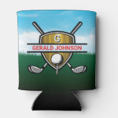 Elegant Gold Shield Golf Monogram Design Can Coole Blikjeskoeler (Achterkant)