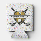 Elegant Gold Shield Golf Monogram Ontwerp Blikjeskoeler (Achterkant)