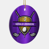 Elegant Gold Shield Golf Monogram Ontwerp Keramisch Ornament (Rechts)