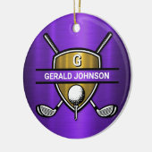 Elegant Gold Shield Golf Monogram Ontwerp Keramisch Ornament (Links)