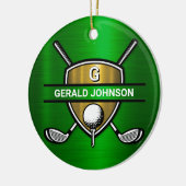 Elegant Gold Shield Golf Monogram Ontwerp Keramisch Ornament (Links)