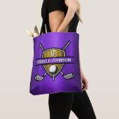 Elegant Gold Shield Golf Monogram Ontwerp Tote Bag (Dichtbij)