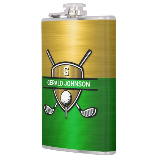 Elegant Gold Shield Monogram ontwerp Heupfles (Links)