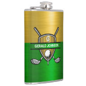 Elegant Gold Shield Monogram ontwerp Heupfles (Rechts)