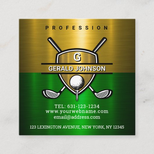 Elegant Gold Shield Monogram ontwerp Vierkante Visitekaartje (Voorkant)