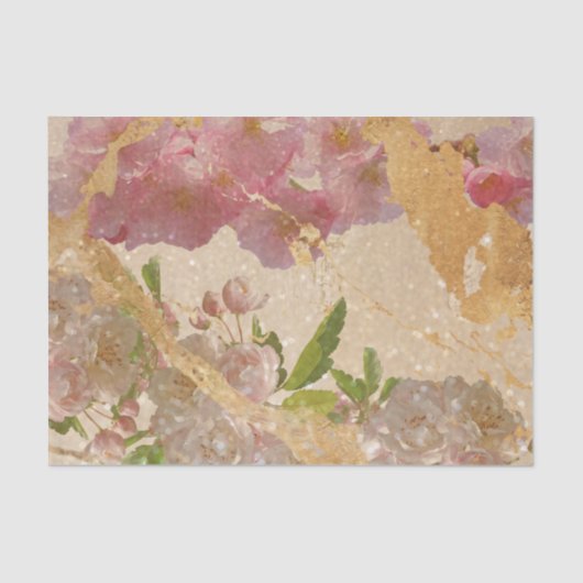 Elegant Gold Shimmer Floral-ontkoppeling Tissuepapier (Voorkant)