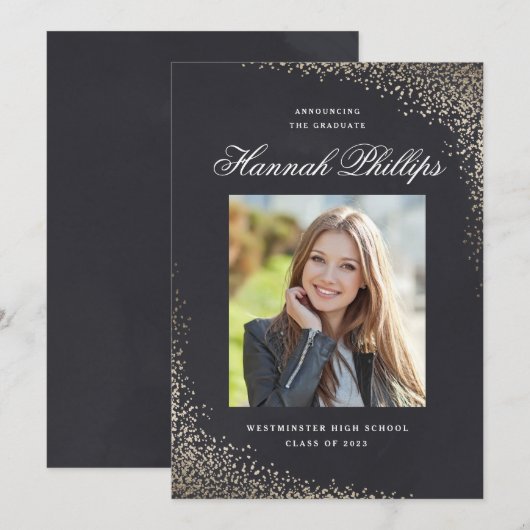 Elegant Gold Shimmer Foto Graduparty Kaart (Voorkant / Achterkant)
