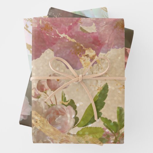 Elegant Gold Shimmer-Roos - Ontkoppeling Inpakpapier Vel (In situ)