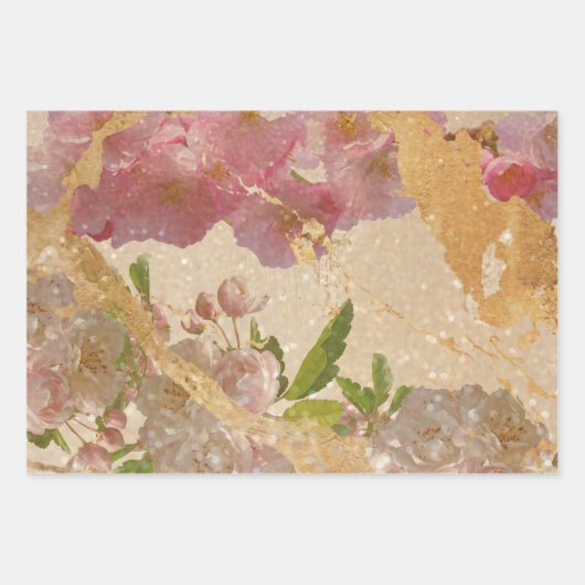 Elegant Gold Shimmer-Roos - Ontkoppeling Inpakpapier Vel (Voorkant)