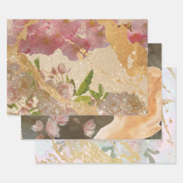 Elegant Gold Shimmer-Roos - Ontkoppeling Inpakpapier Vel