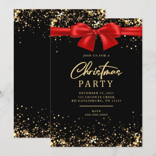 Elegant Gold Shimmering Licht Kerstfeest Kaart (Voorkant / Achterkant)