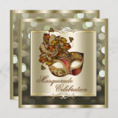 Elegant Gold Shimmering Lights Bokeh Masquerade Kaart (Voorkant / Achterkant)