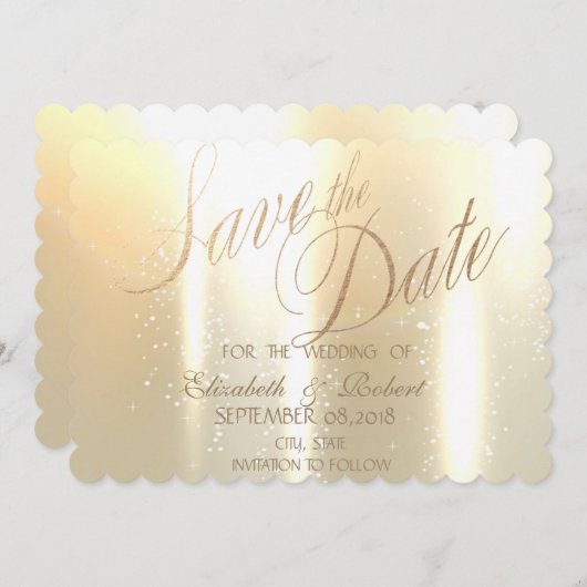 Elegant Gold Shiny Save the Date (Voorkant / Achterkant)