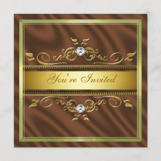 Elegant Gold Sienna Silk/Satin Invitation Sjabloon Kaart