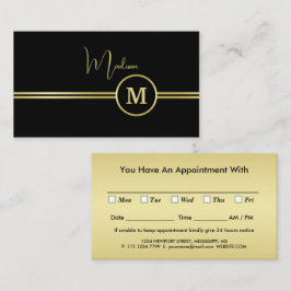 Elegant Gold Signature Monogram on Black Afsprakenkaartje