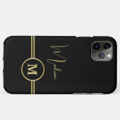Elegant Gold Signature Monogram on Black Case-Mate iPhone Case (Achterkant (horizontaal))
