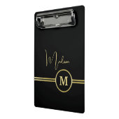 Elegant Gold Signature Monogram on Black Mini Klembord (Angled2)