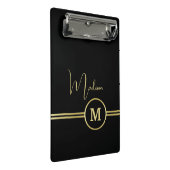 Elegant Gold Signature Monogram on Black Mini Klembord (Schuin)