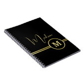 Elegant Gold Signature Monogram on Black Notitieboek (Rechterzijde)