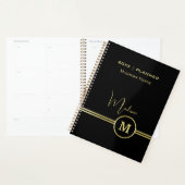 Elegant Gold Signature Monogram on Black Planner (Display)