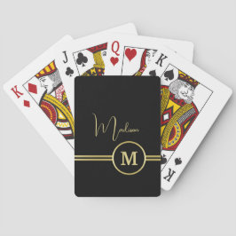 Elegant Gold Signature Monogram on Black Pokerkaarten
