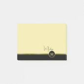 Elegant Gold Signature Monogram on Black Post-it® Notes (Voorkant)