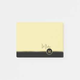 Elegant Gold Signature Monogram on Black Post-it® Notes